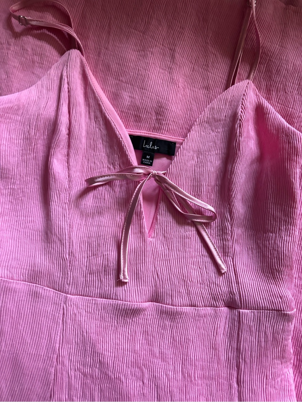 Lulu's Pink Tie-Front Spaghetti Strap Midi Dress with Side Slit - Picture 3 of 3